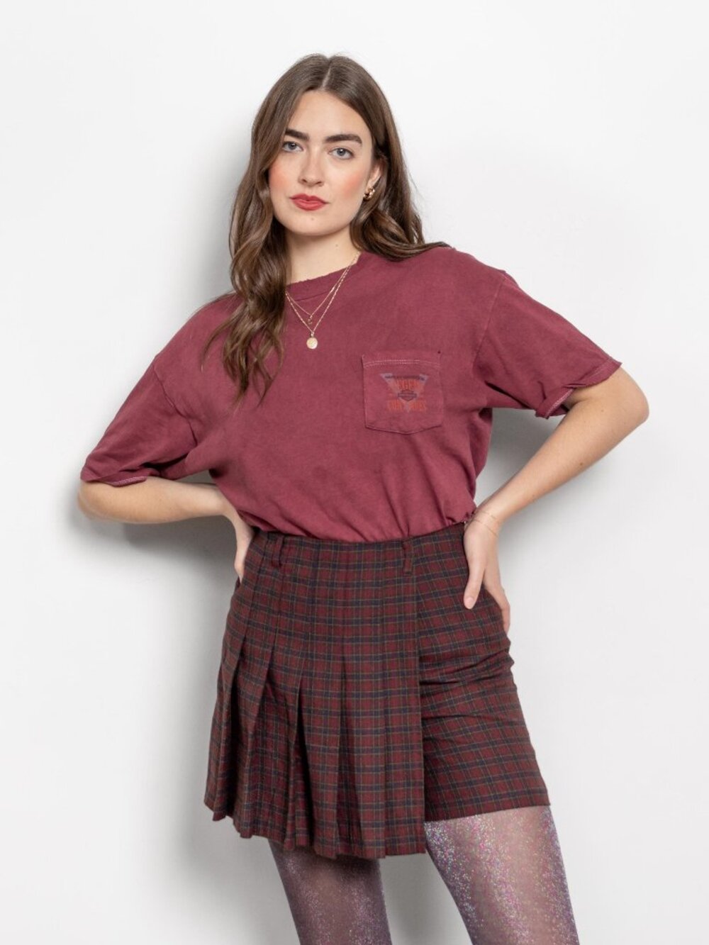 PLEATED PLAID SKORT Skirt High Waist Wrap Schoolgirl Vintage / 29 Inch Waist
